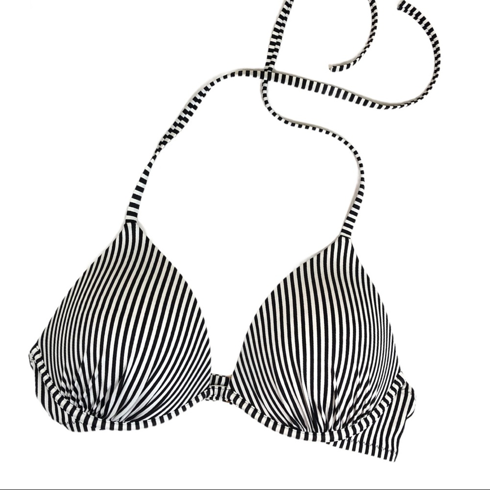 Shade & Shore Black White Striped Bikini Top  36C